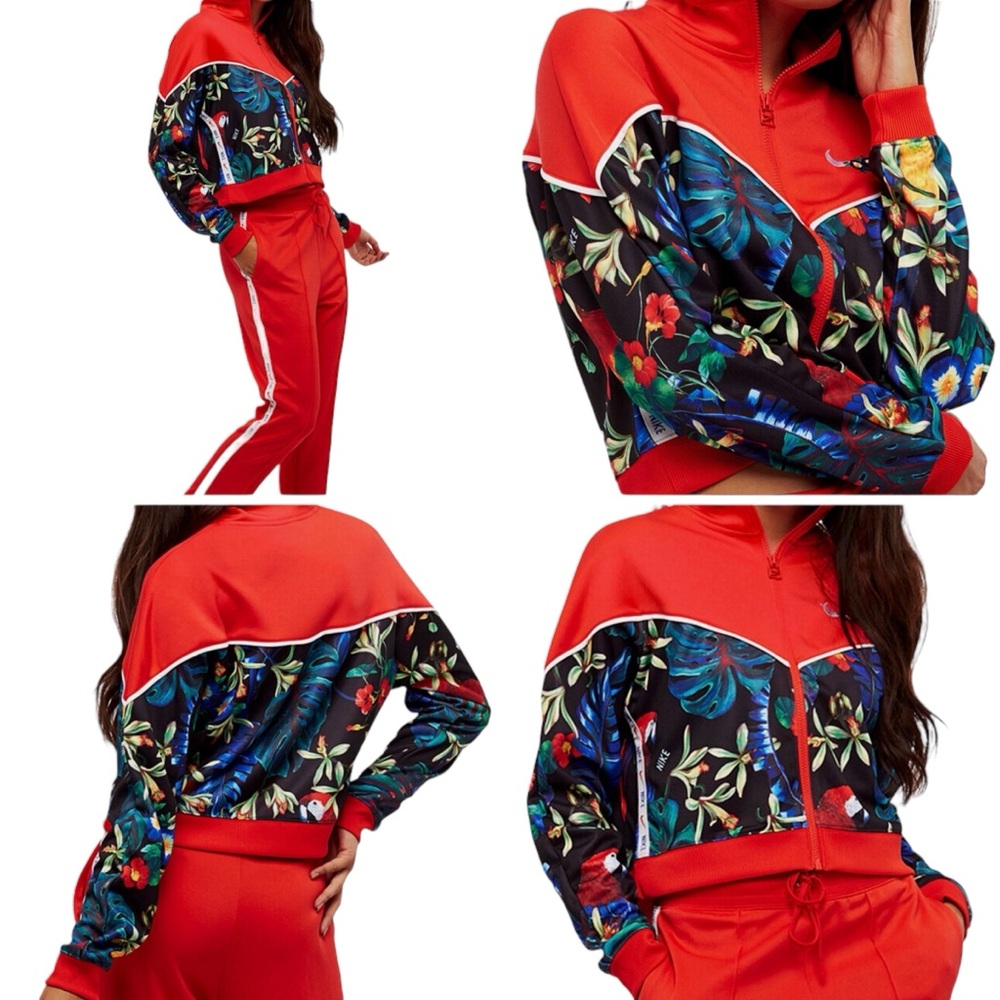 Nike Sportswear Cropped Track Jacket Women Size Small Ultra-Femme Hyper Tropical